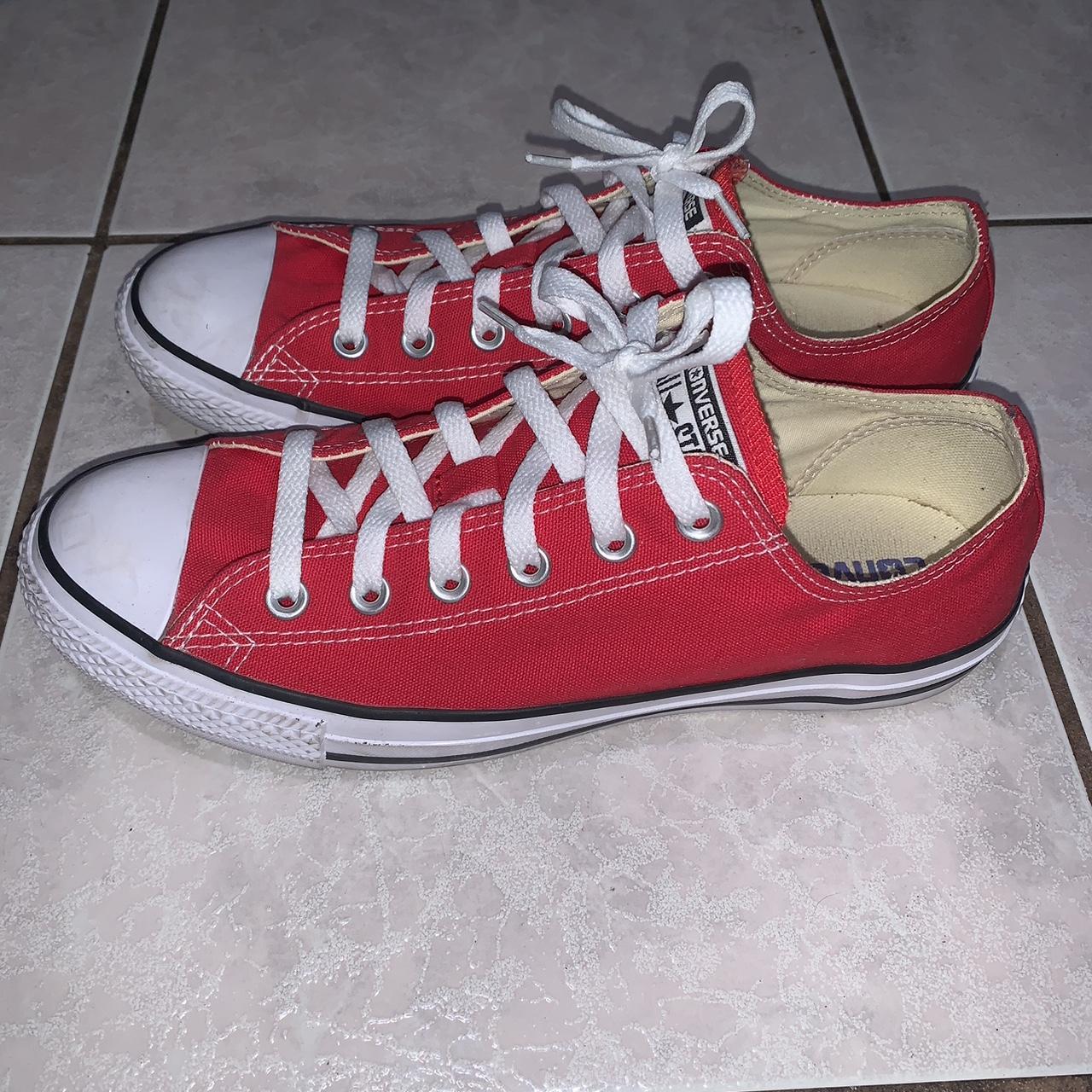 Red Converse sneakers low top ‼️(size 8 fits like a... - Depop