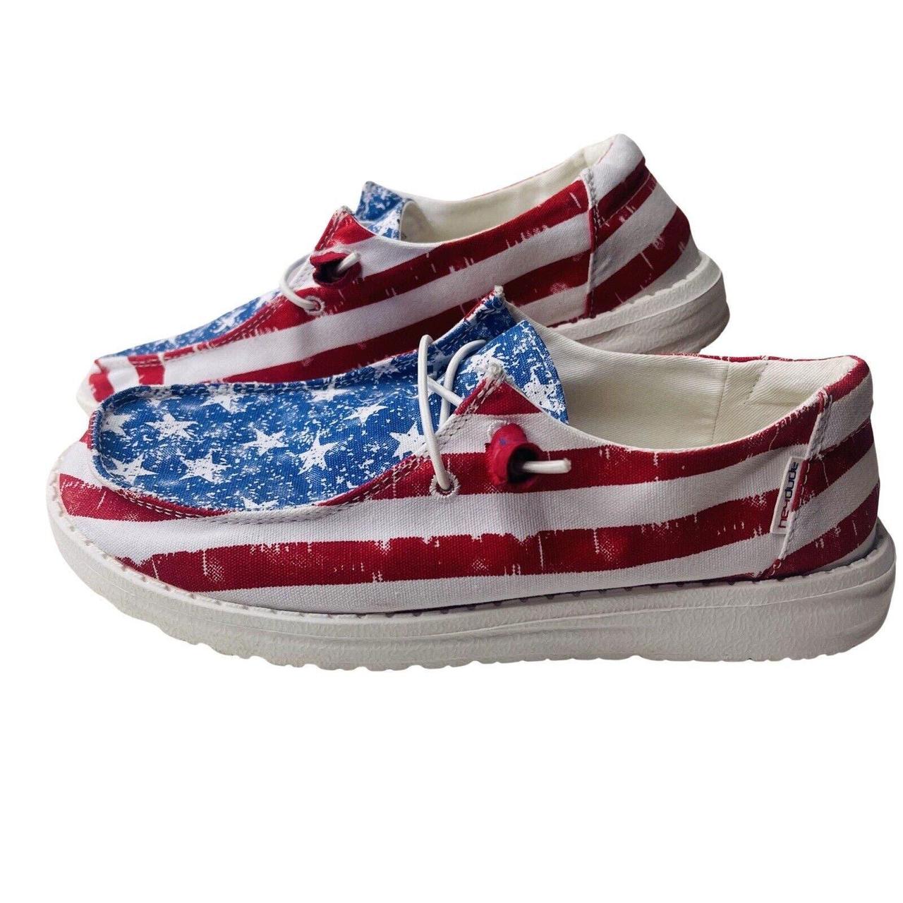 Hey Dude Wendy Star Spangled Woman's Size 7 Red - Depop