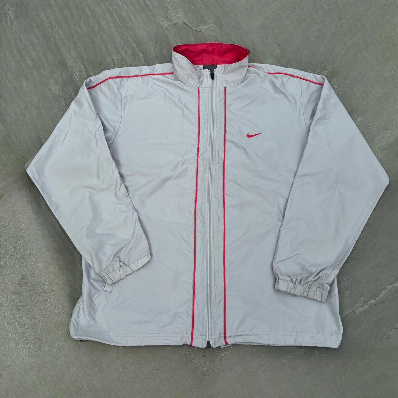 Nike silver and pink windbreaker jacket Size Depop