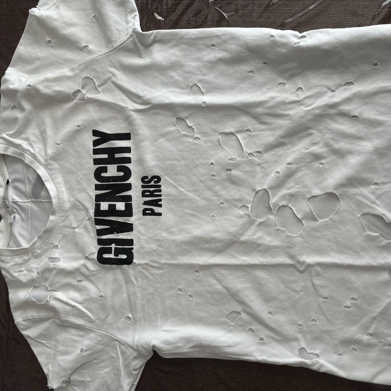 Givenchy white t shirt holes hotsell