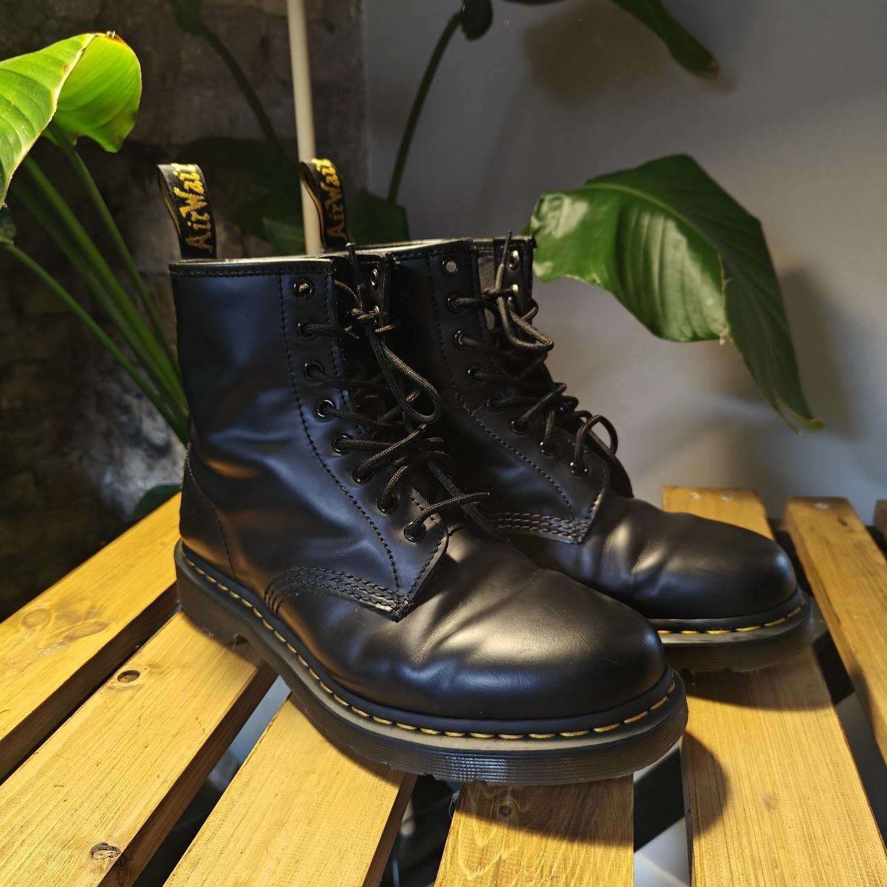 Dr. Martens 1460 smooth leather lace up boots. Worn