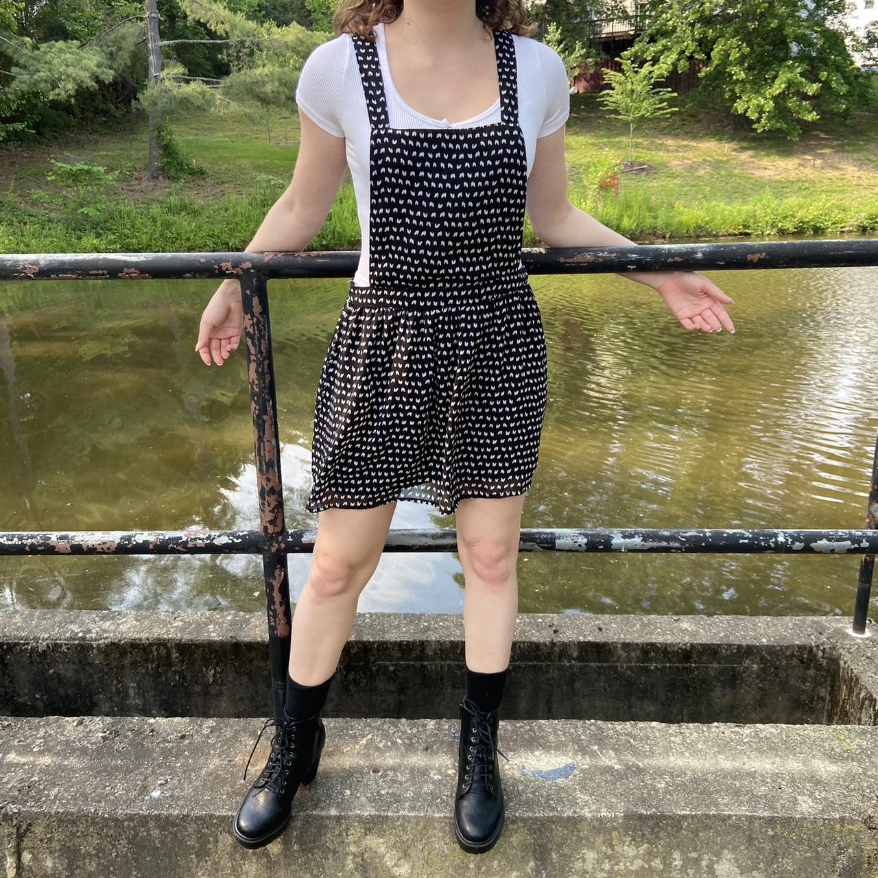 Black and clearance white dungaree dress