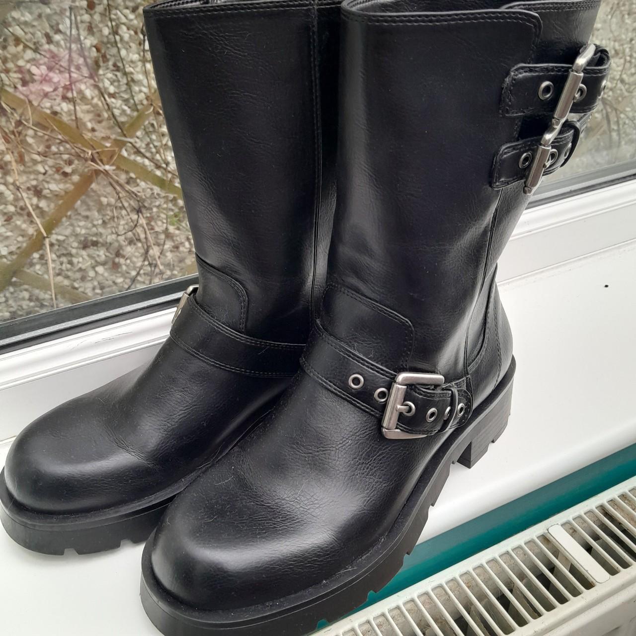 Gorgeous Zara biker boots only worn once #liv #biker... - Depop