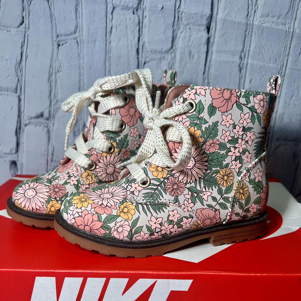 Girl’s Cat & Jack Floral Combat boots. Brand New... - Depop