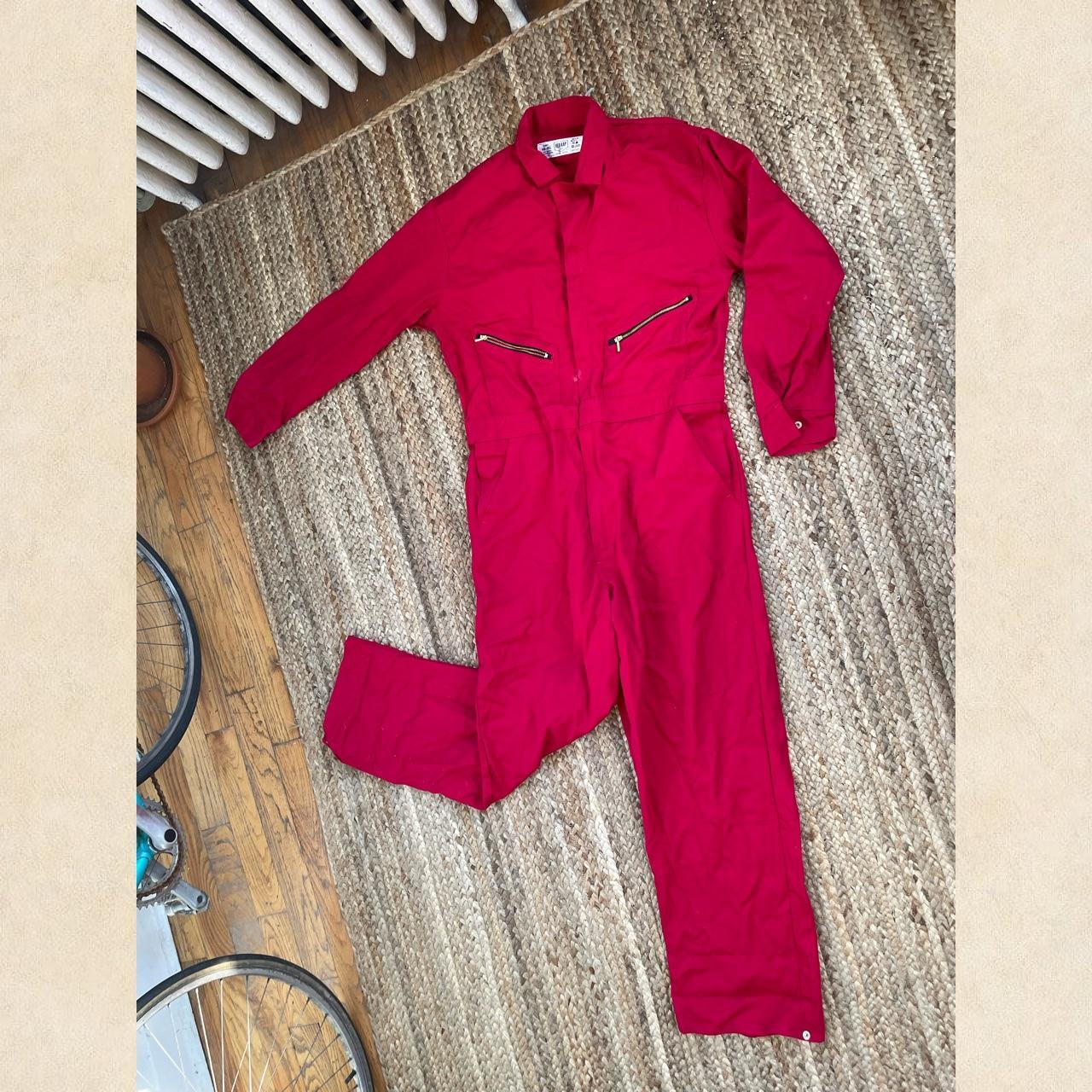 Bright red RED KAP jumpsuit Size 46-RG, but is large... - Depop
