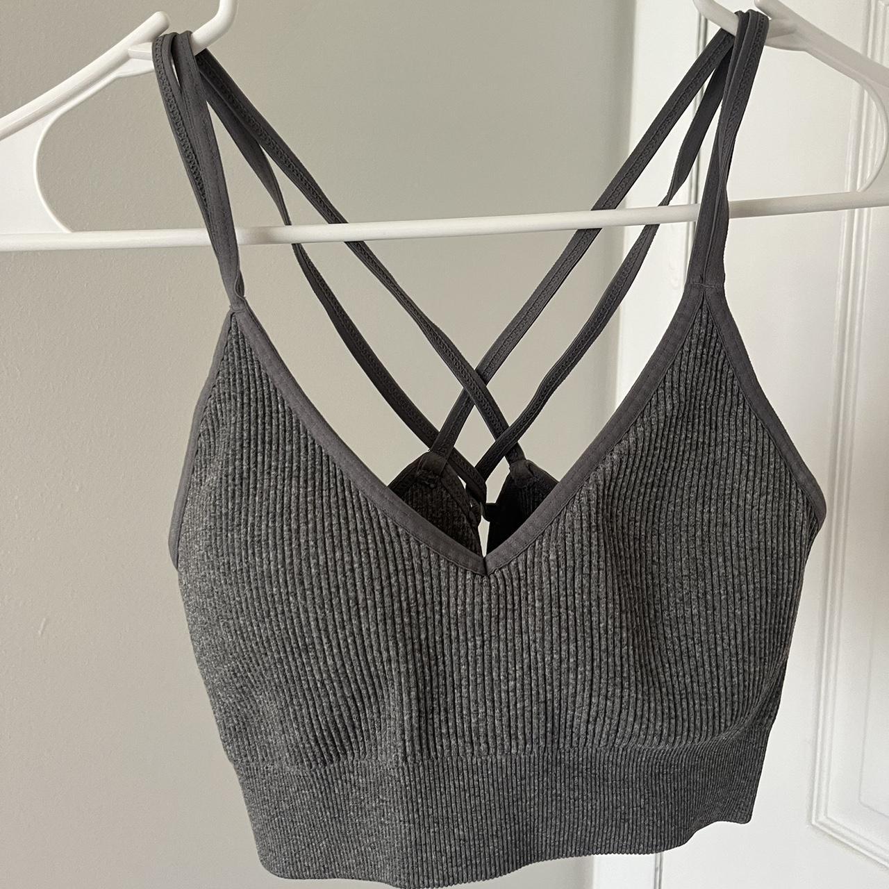 Aerie Sports Bra/ Bralette Comfy gray lace up bra - Depop