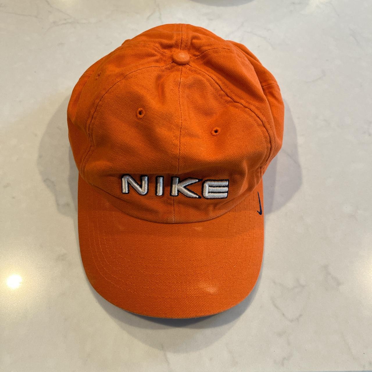 Y2K ORANGE NIKE CAP WITH REFLECTIVE STRIP ON Depop