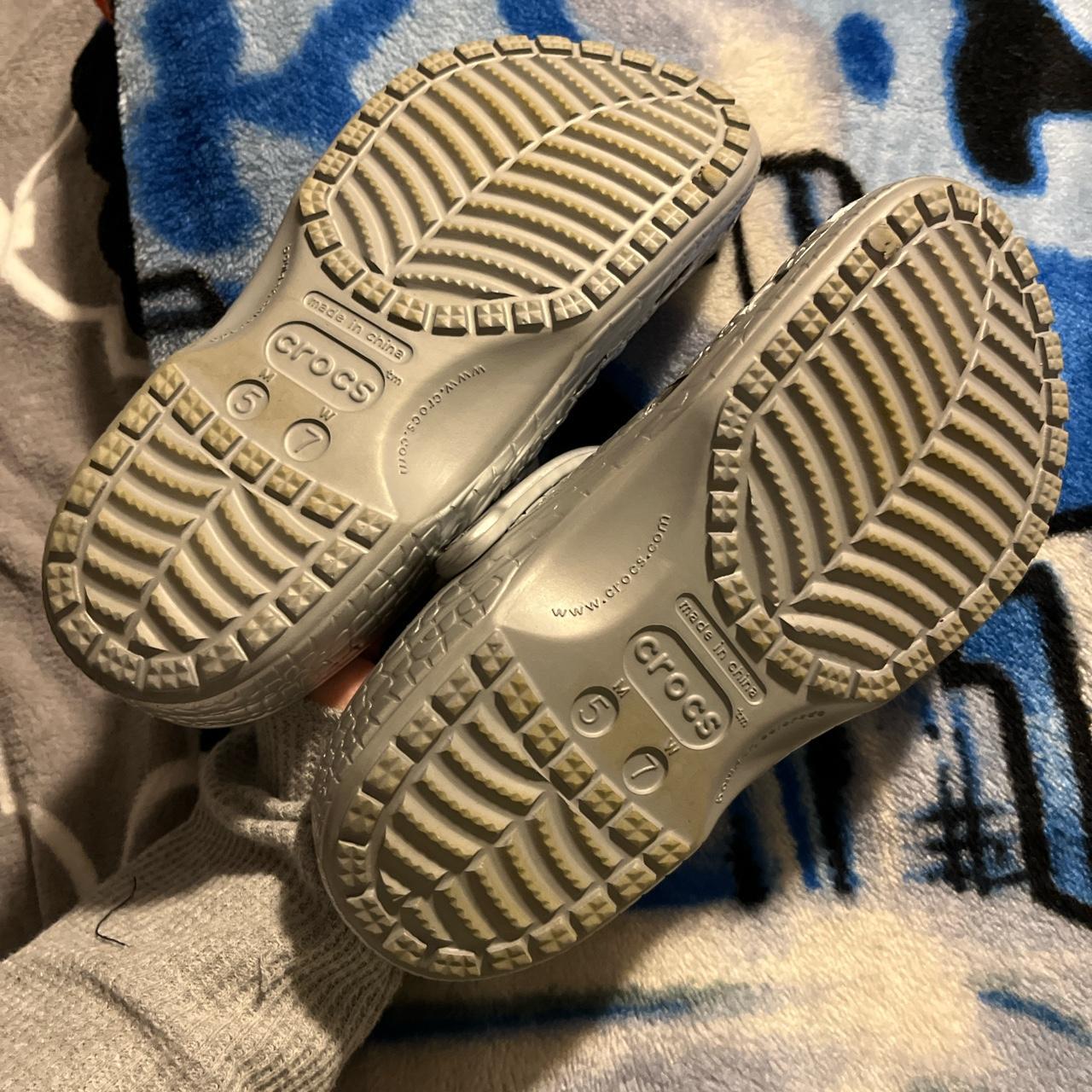 metallic silver crocs