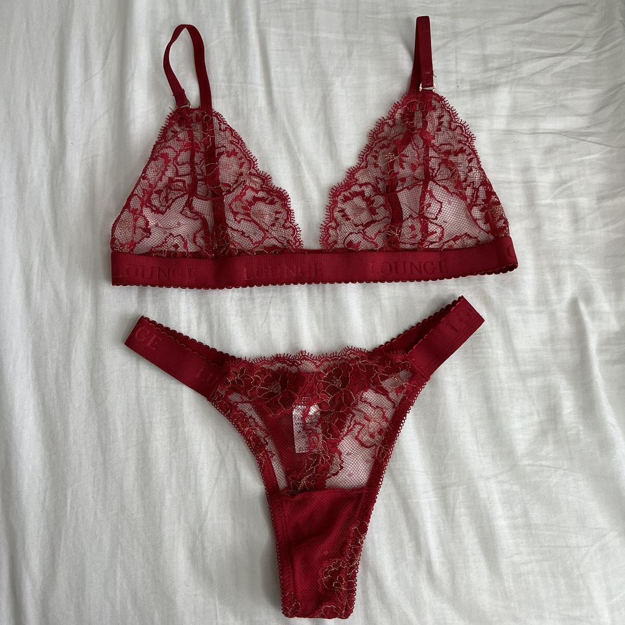 Women's Gold and Red Bra | Depop