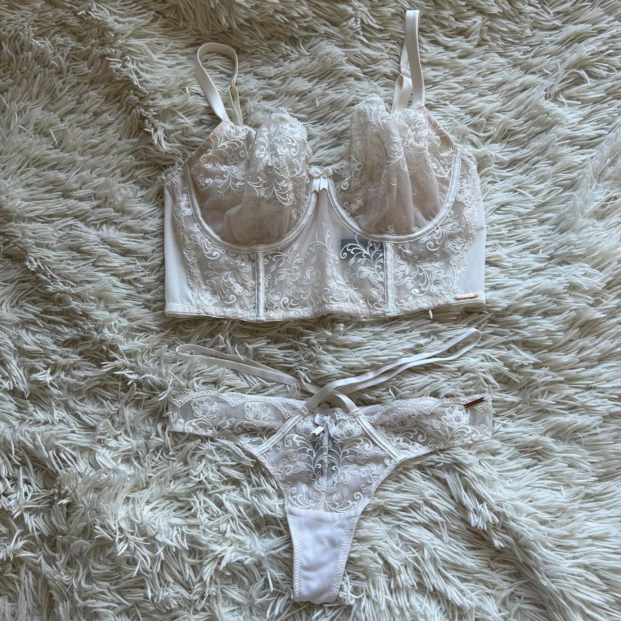 Boux Avenue white corset floral underwear set Never... - Depop