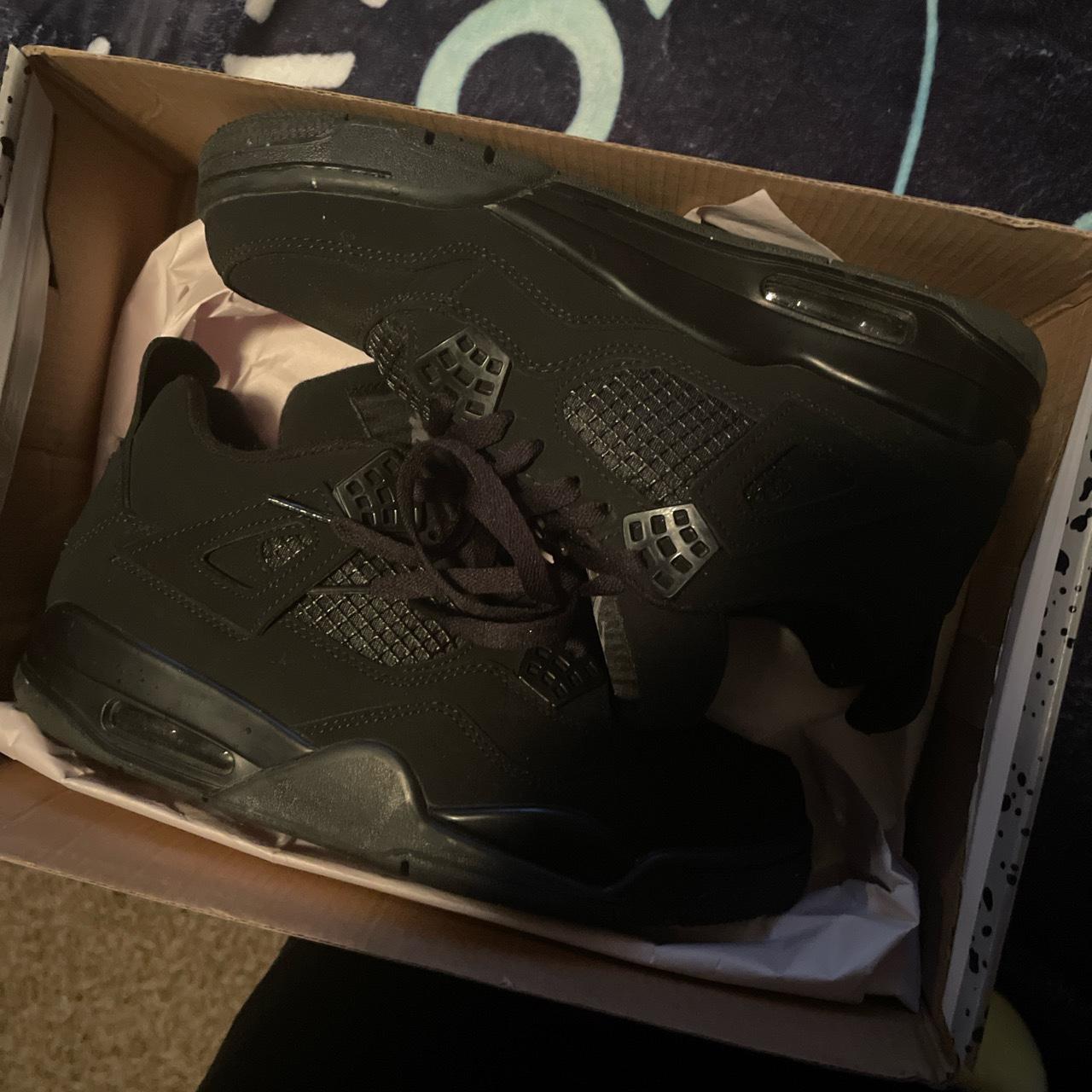 •only worn once •black cats jordan 4 •box included. Depop