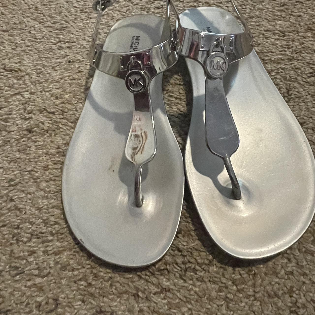 Silver Michael Kors sandals size 9 in women s Depop