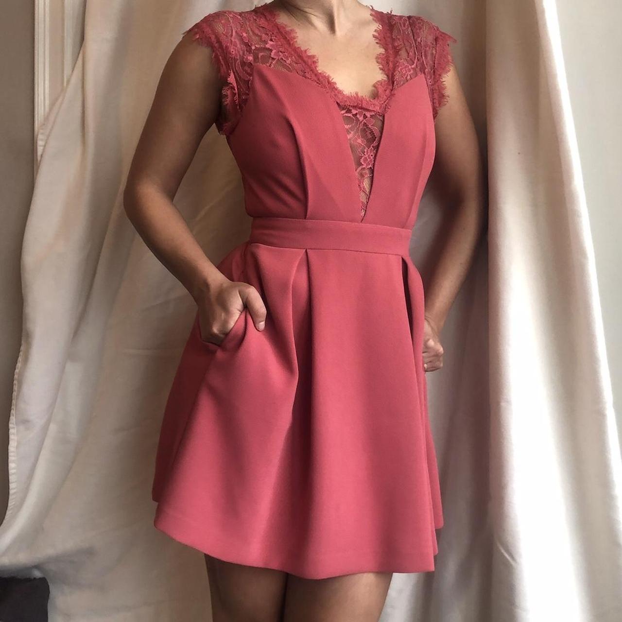 BCBG Pink Lace Inset Cocktail Dress HAS POCKETS Depop