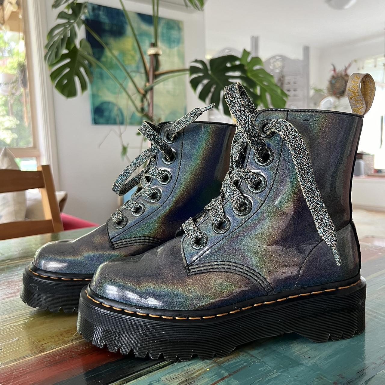 DR MARTEN PLATFORM BOOTS Jadon Hologram Gunmetal