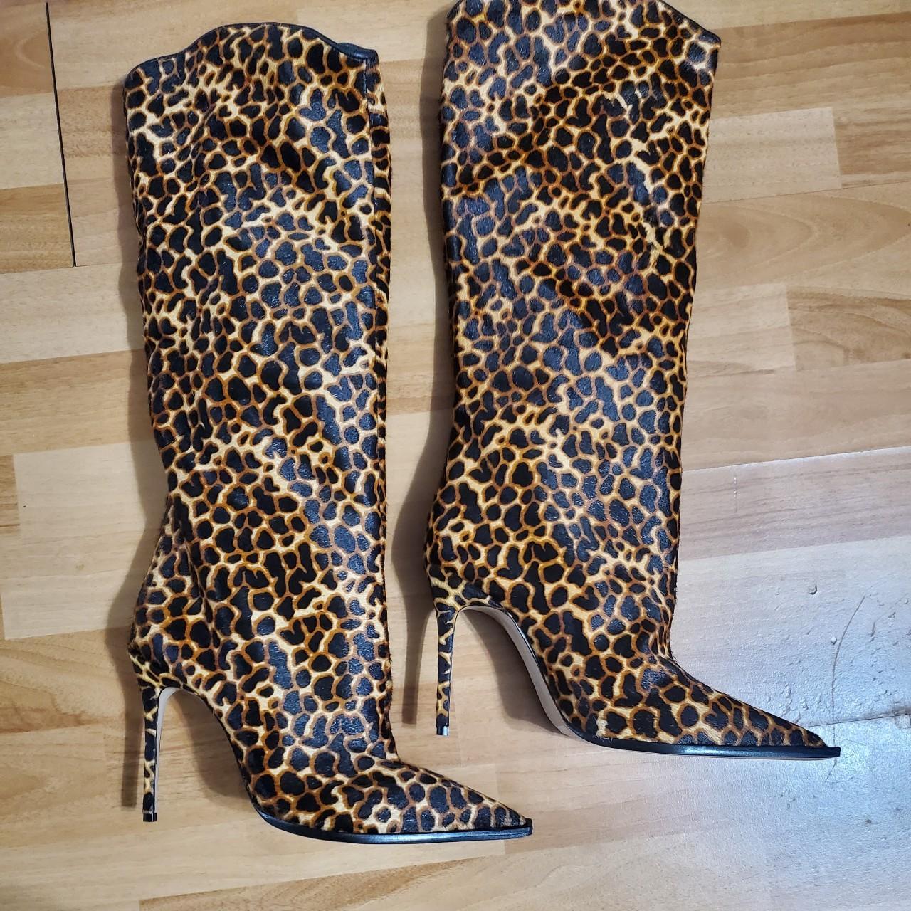 Leopard print clearance mid calf boots