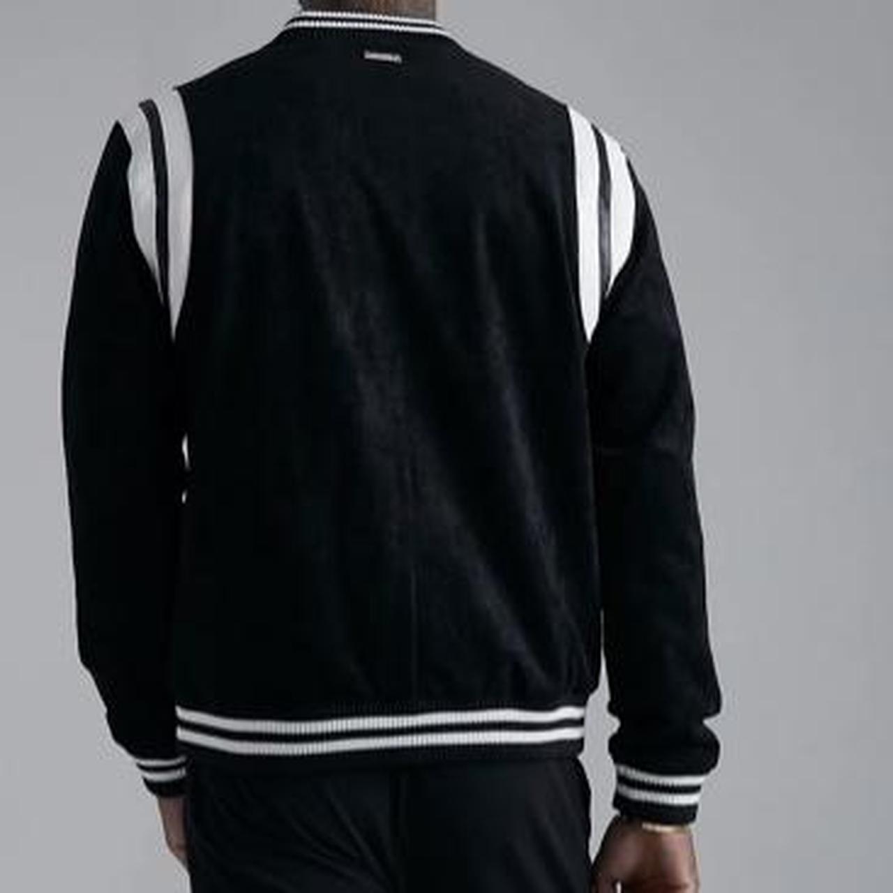 Boohooman faux suede & leather varsity bomber... Depop