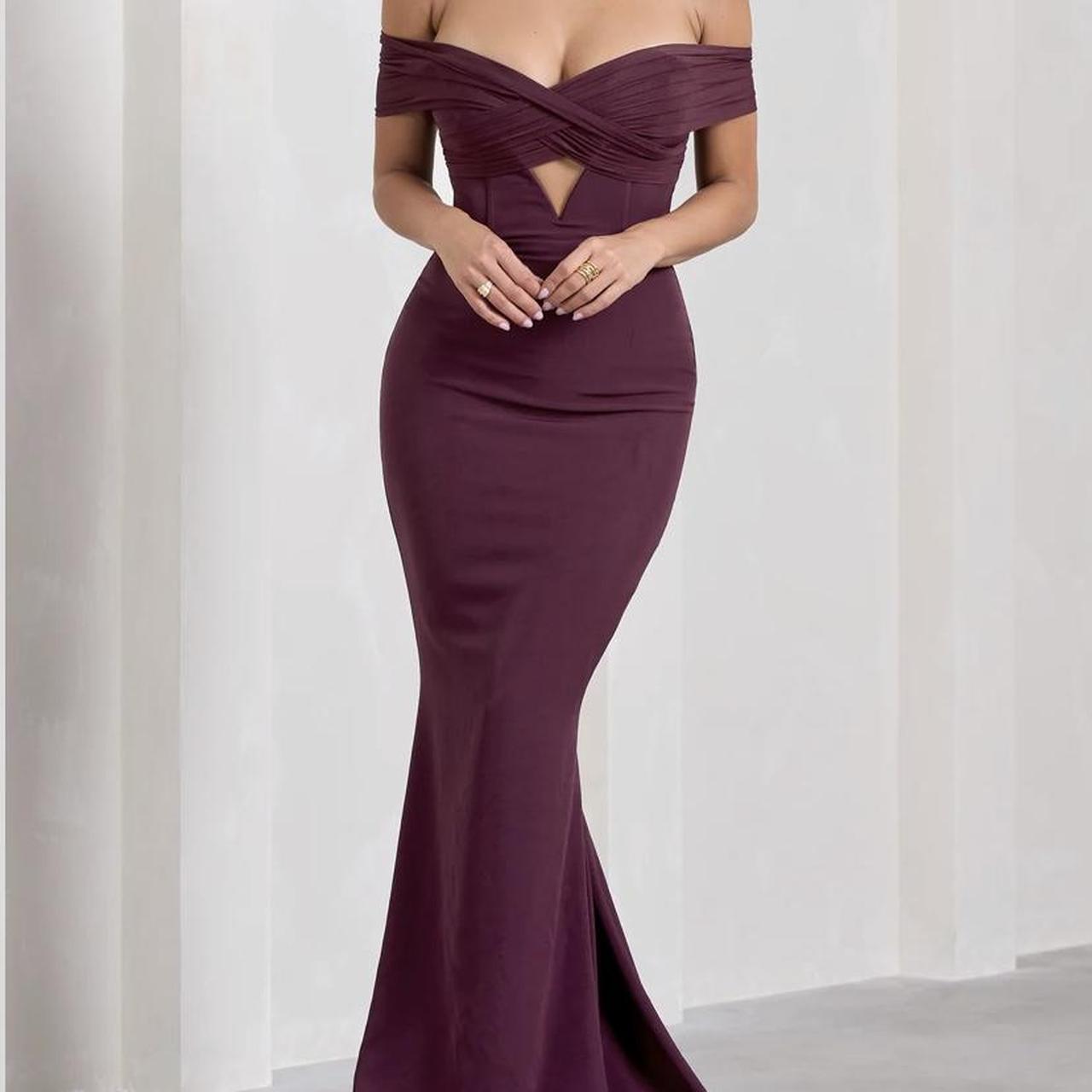 Club l london- burgundy sheer bardot fishtail Depop