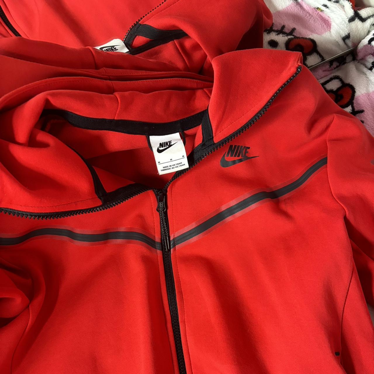 Red Nike tech sweater ️ used two times, size M - Depop