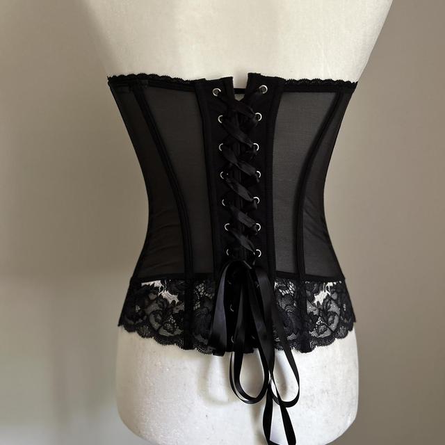 Victoria's Secretレア˚✧₊蝶ブラックCrop Top NEW VICTORIA'S SECRET CHERRY BLOSSOM EMBROIDERED CORSET TOP