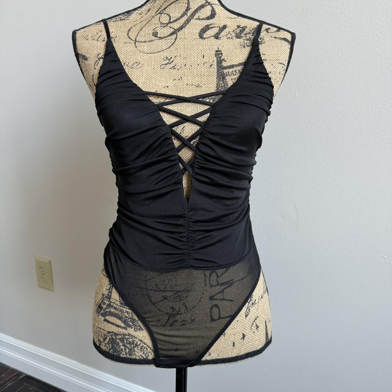 Black corset body suit, Women's size Medium - Depop