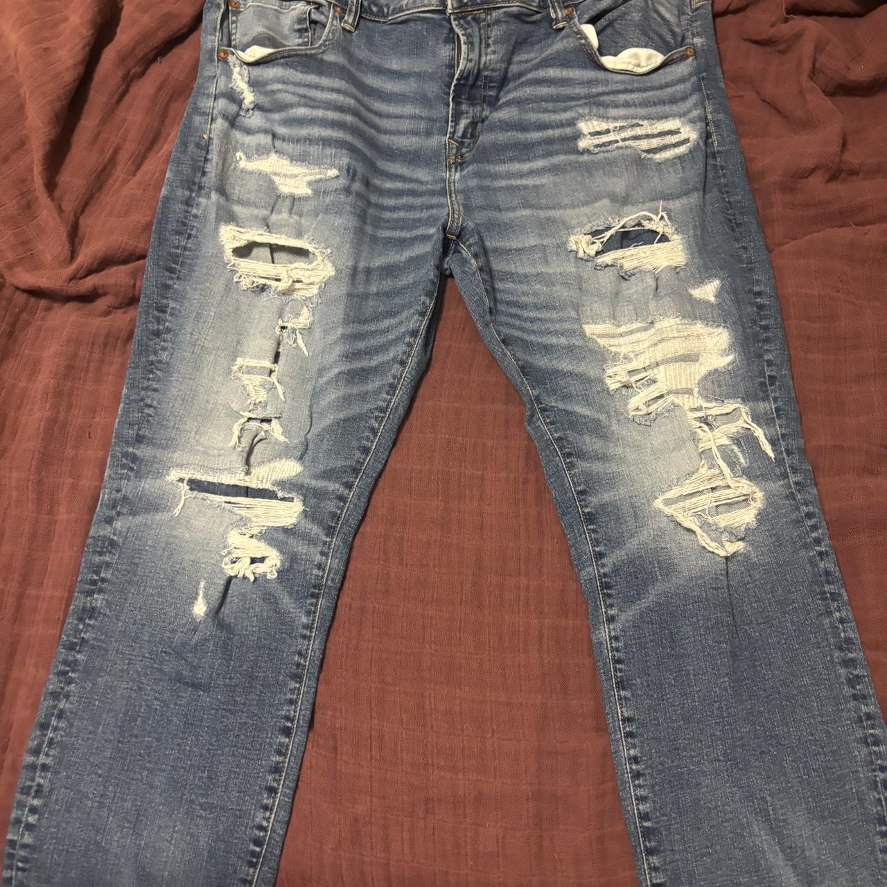 Light colored ripped jeans. American Eagle 42x32... - Depop