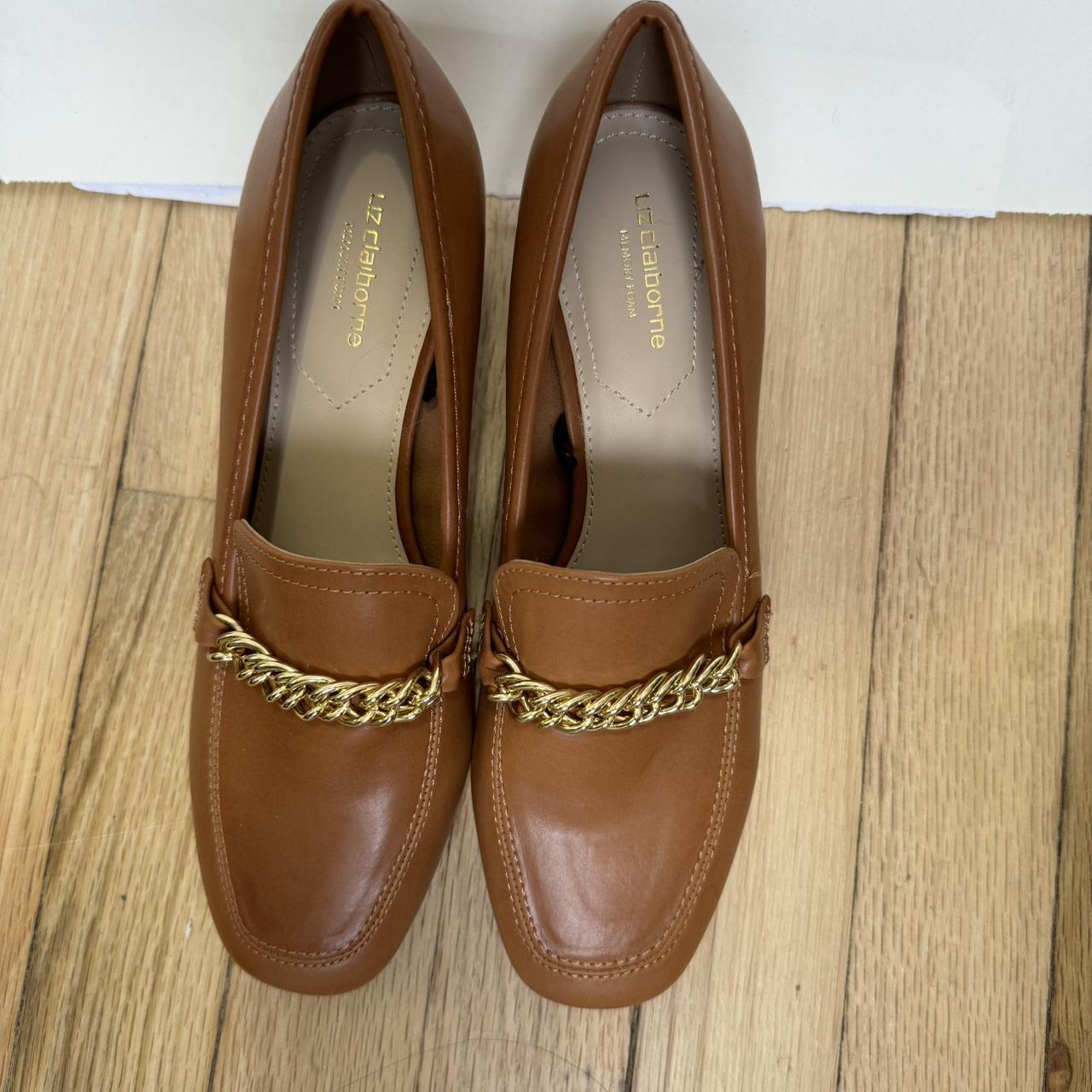 Camel colored loafer with chain detail. Never worn.... Depop