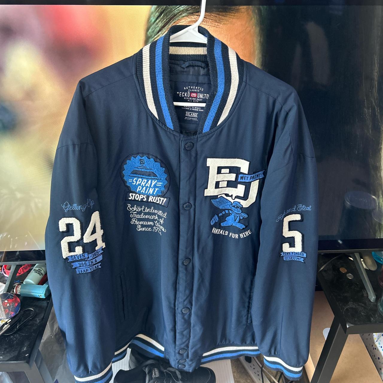 Ecko varsity jacket navy and