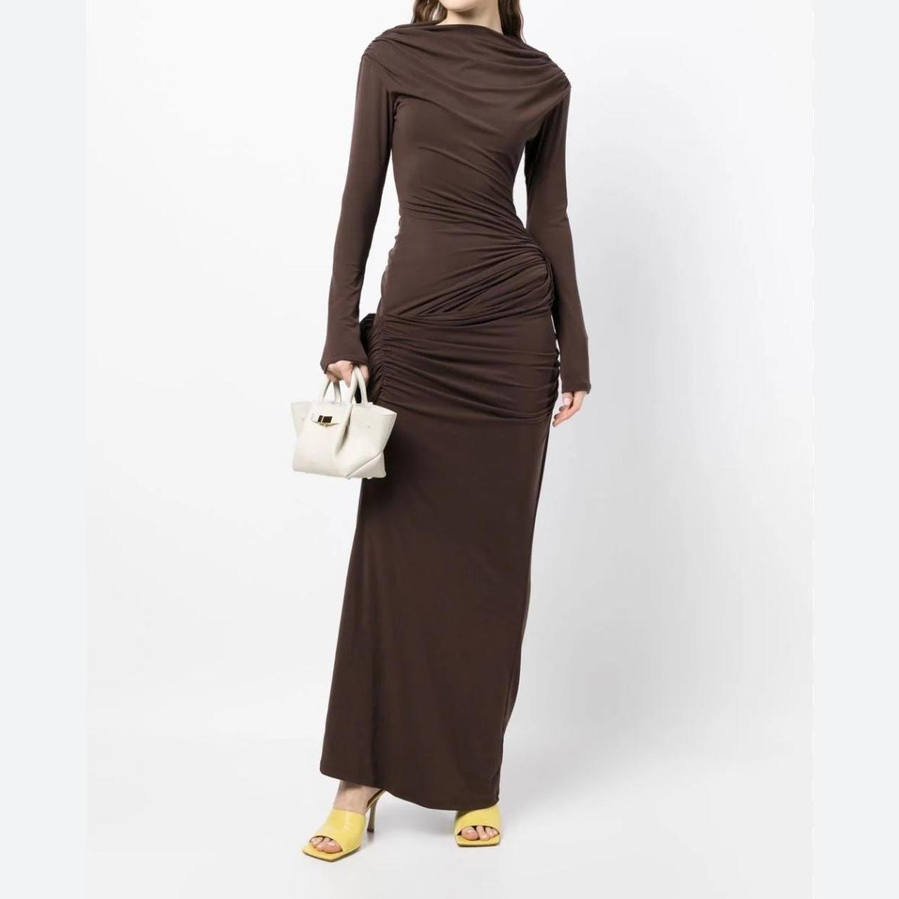 Beautiful Long and Elegant Chocolate Brown Dress... - Depop