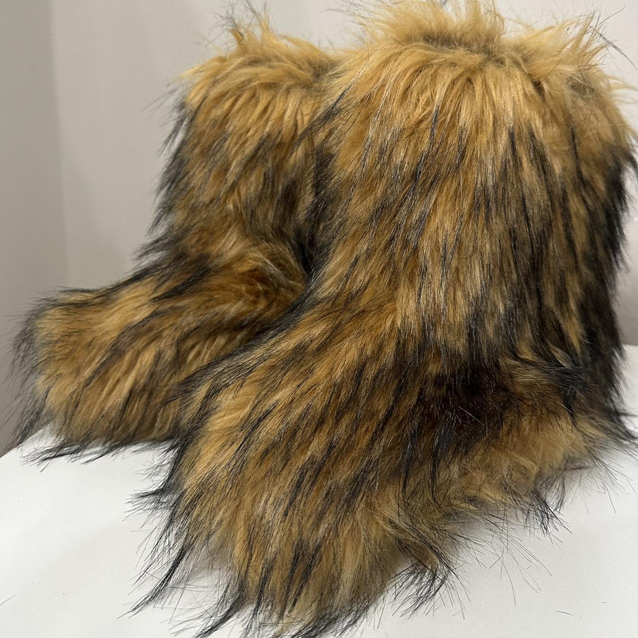 Faux fur boots 🤧 Such a cute & fun statement piece!... - Depop