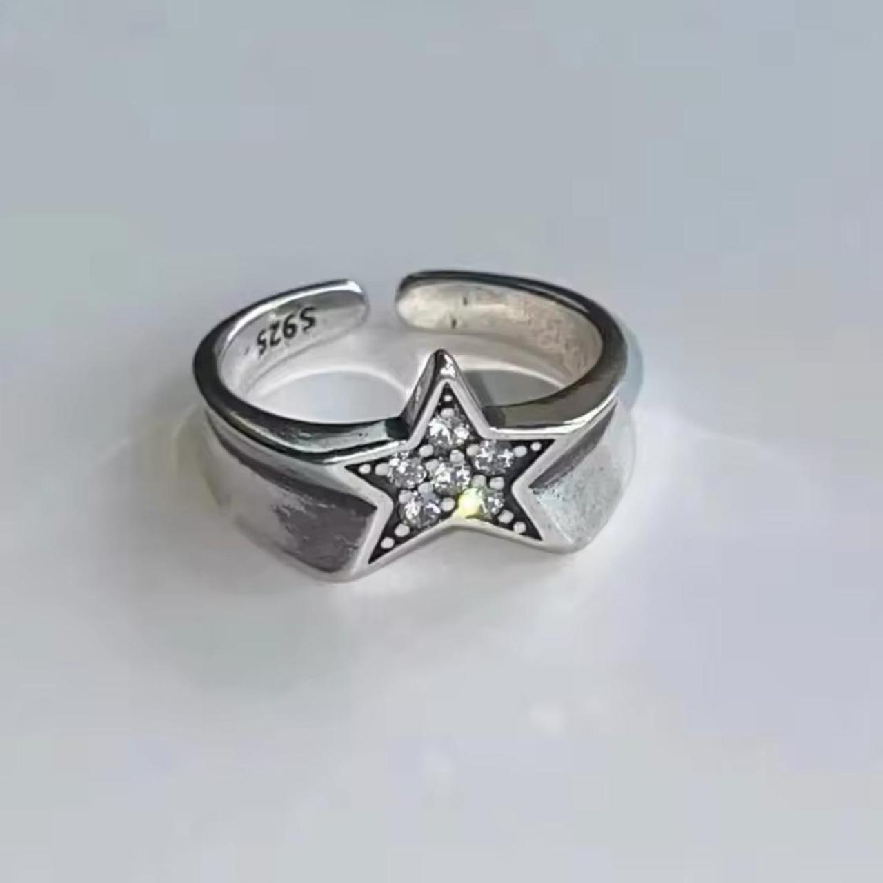 Sterling adjustable silver star ring #jewellery - Depop