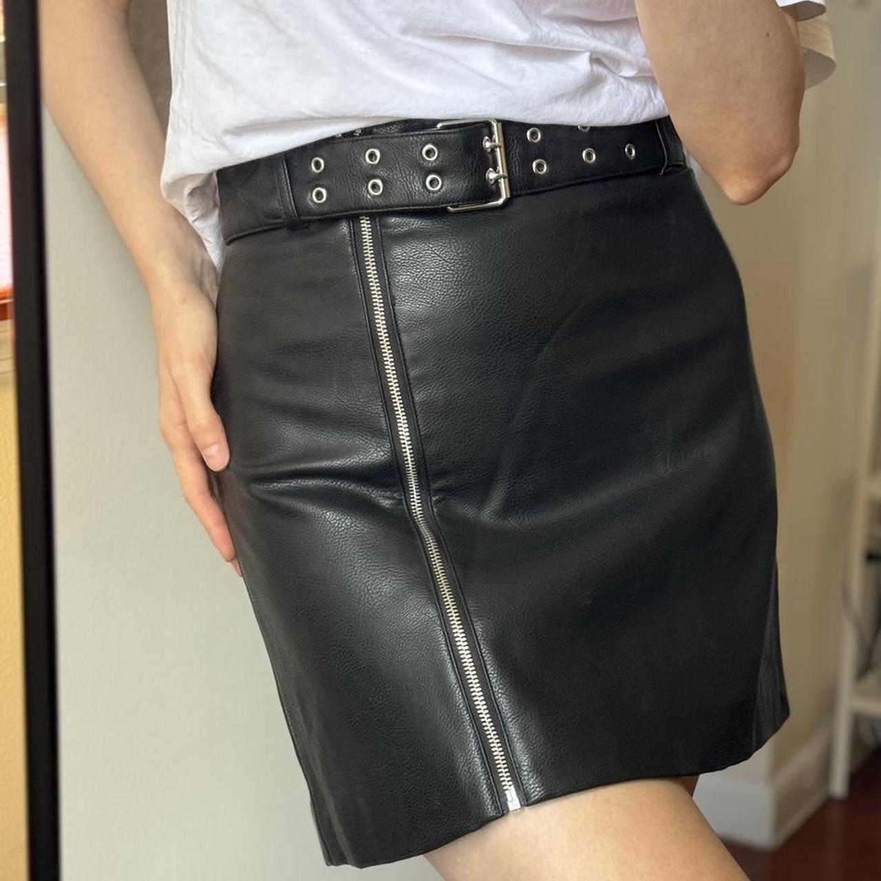 H M faux leather skirt Size 6 In like new. Depop