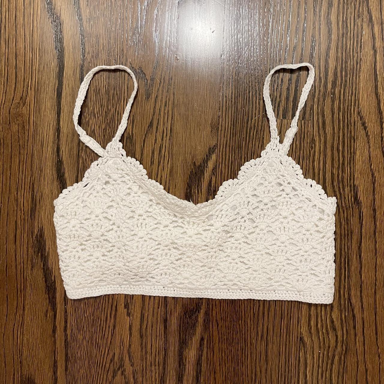 White Crochet crop top - Depop