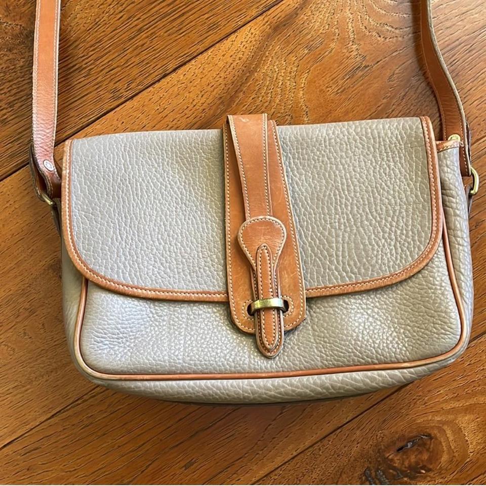 Vintage Dooney & Bourke 70's Over Pebble Leather outlets Over Under Taupe Crossbody Bag