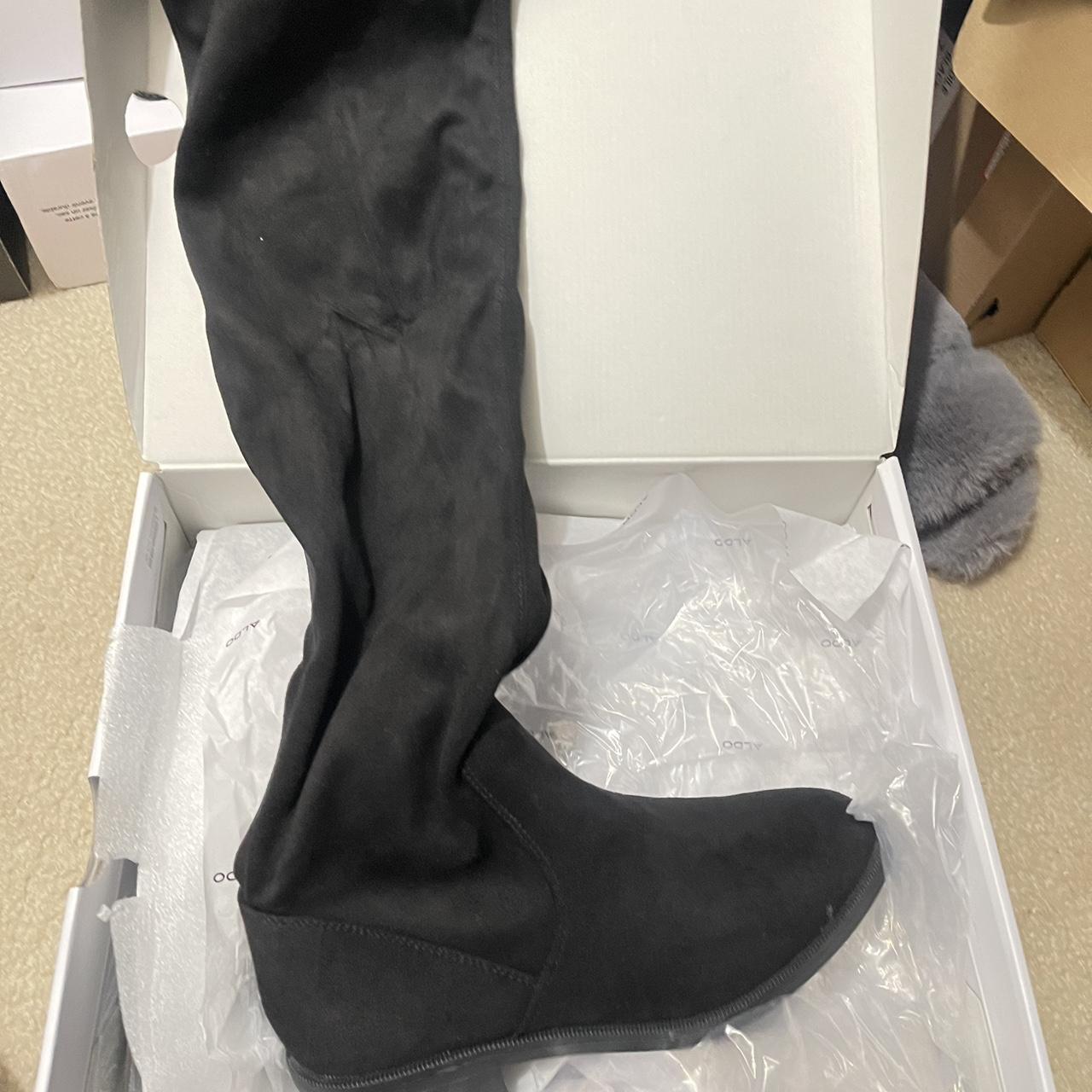 never worn thigh high black boots, size 7, aldo - Depop