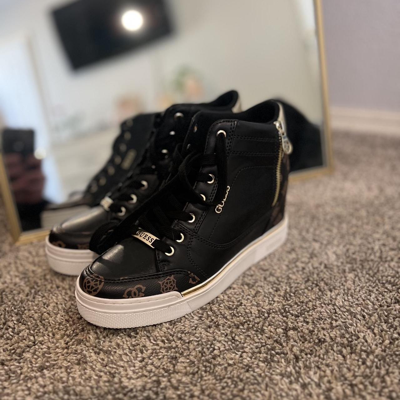guess shoes gold sneakers