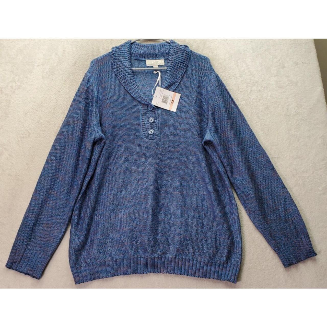 Carolyn Taylor Sweater Women 2X Blue Knit Long. Depop