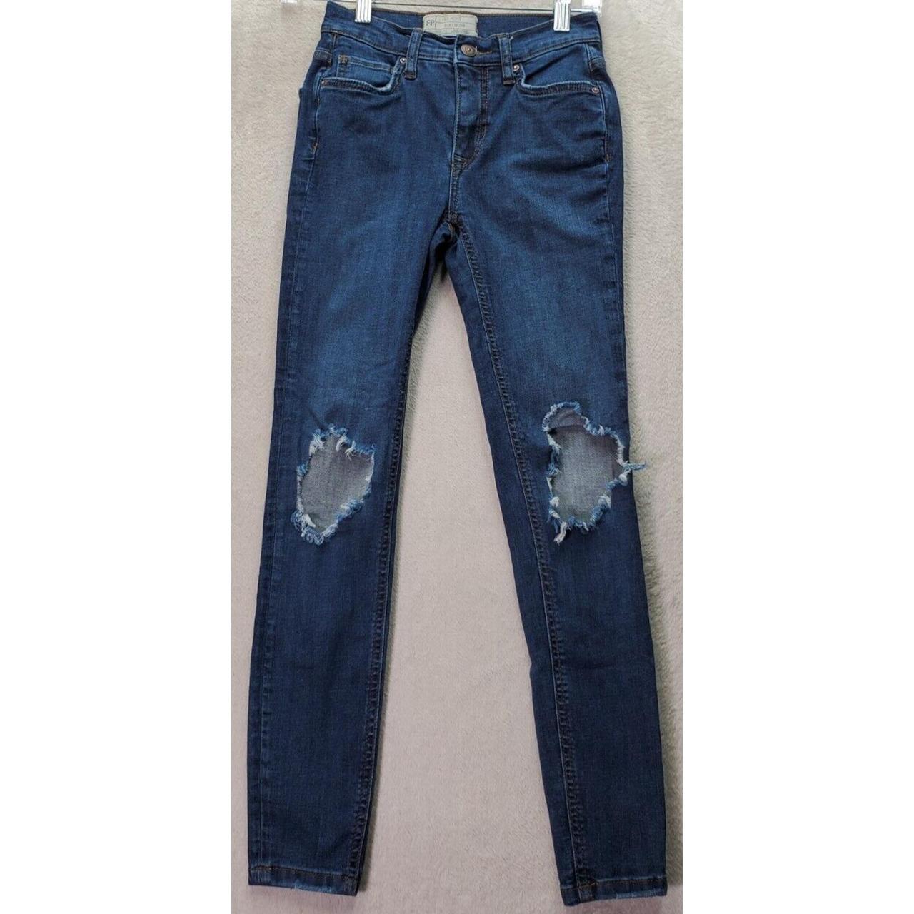 Online Free People Blue Skinny Distressed Jeans Size 24