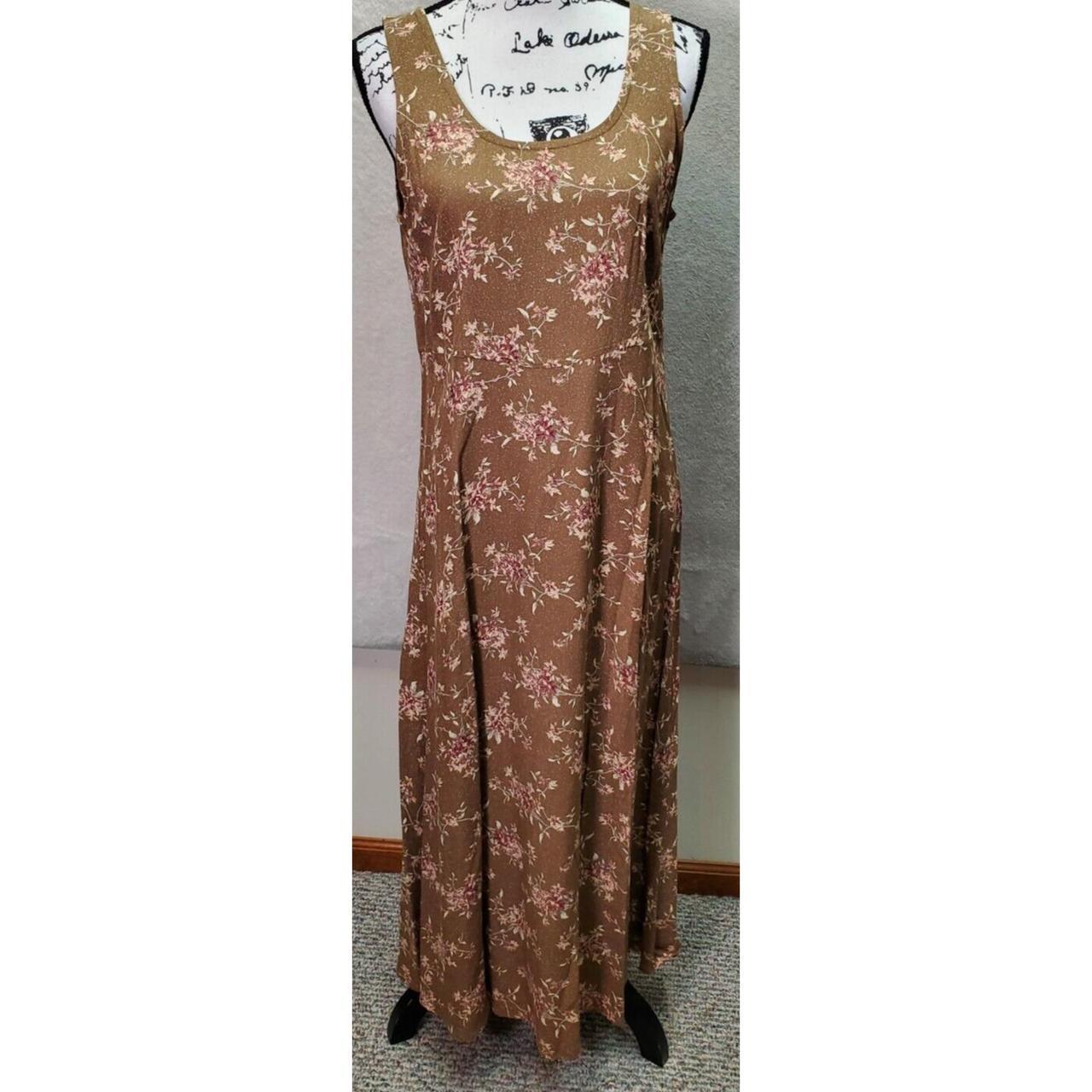 Rabbit Designs Maxi Dress Women Size 10 Brown Floral. Depop