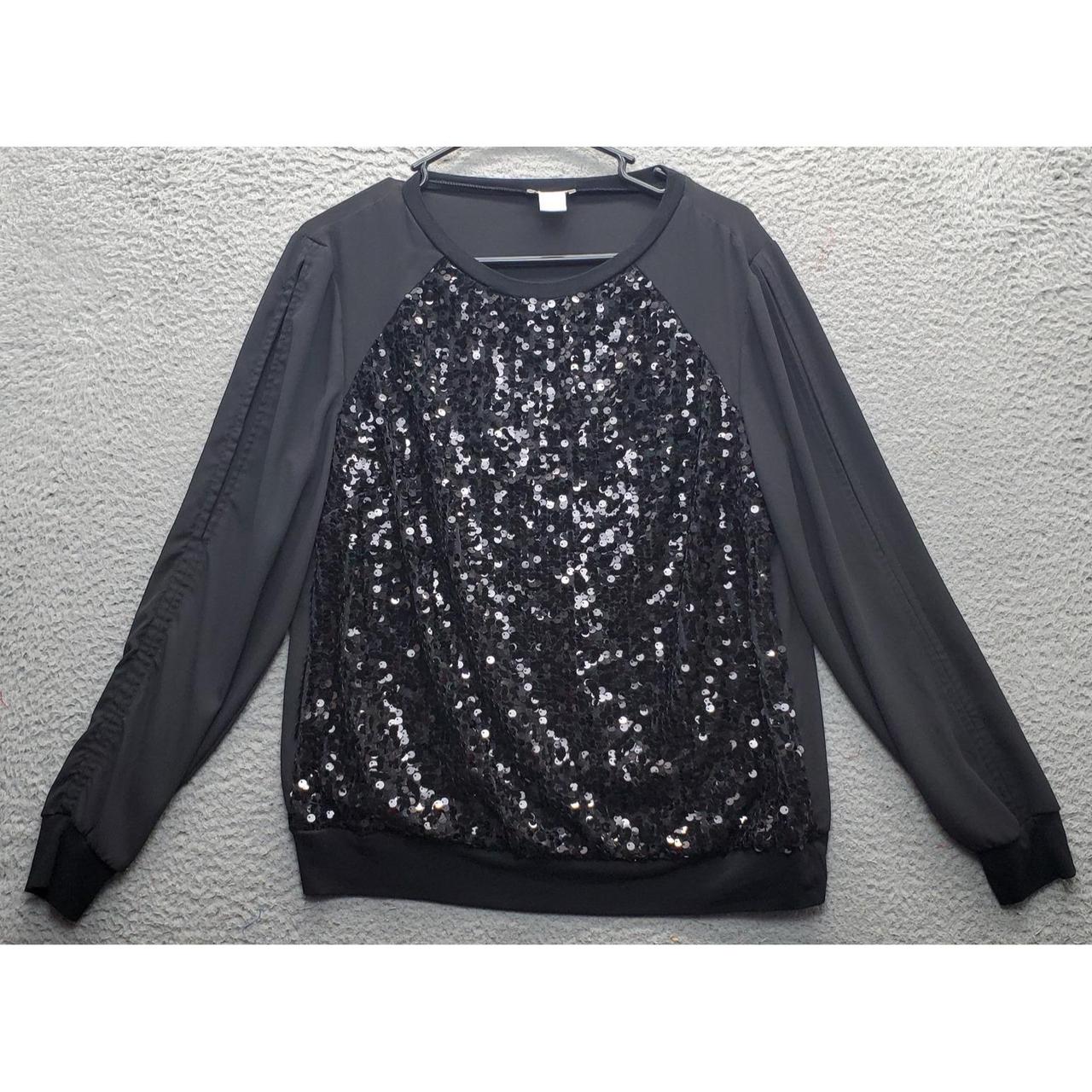 Cache Women's Blouse - Black - L – Cache Sequin B… - image 1