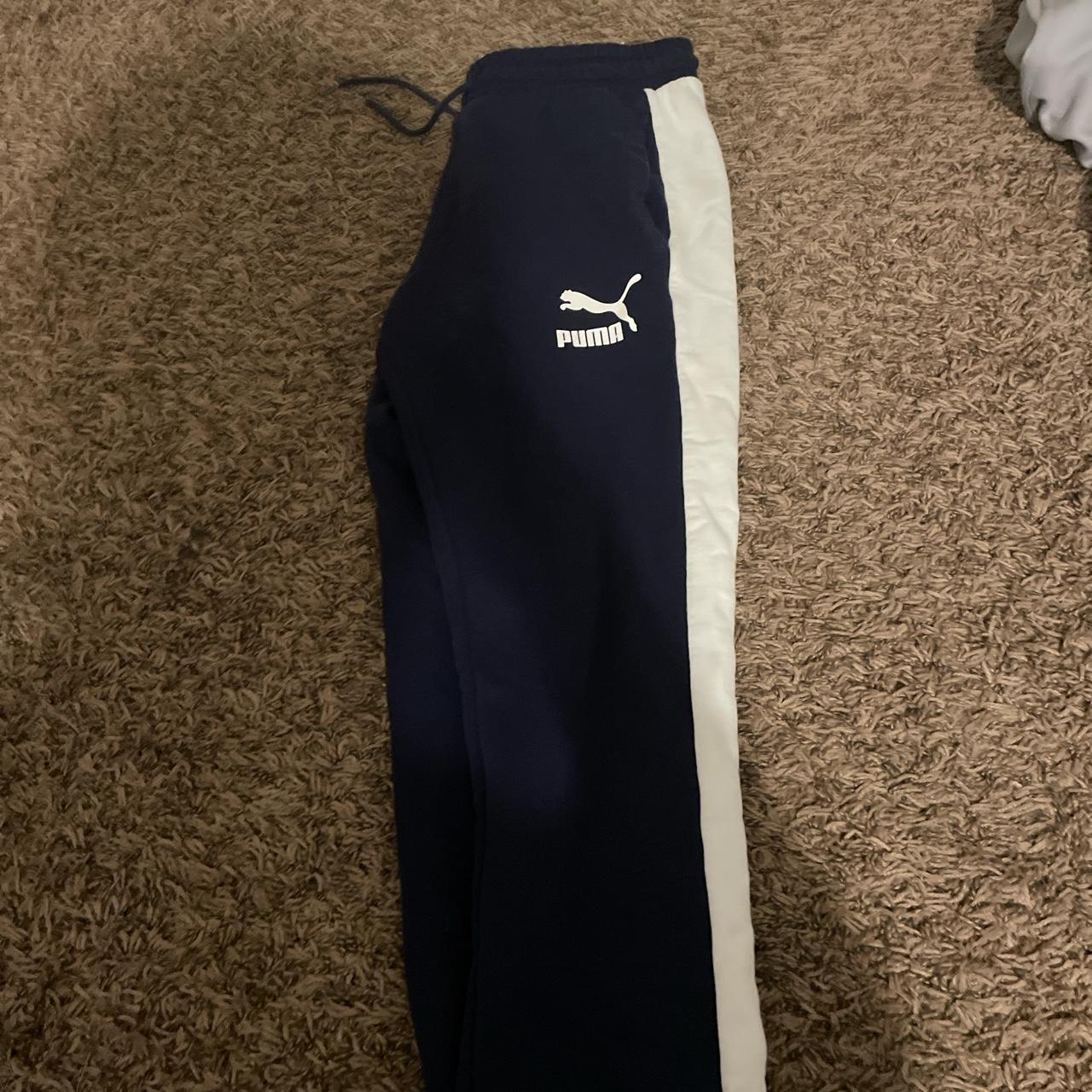 Medium navy blue puma sweat pants Depop