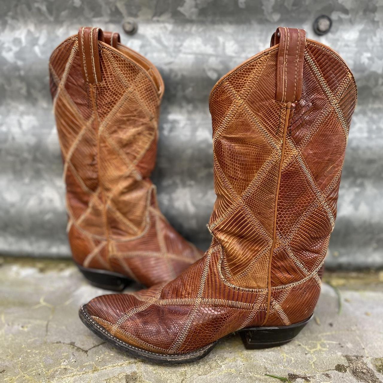Vintage tony lama cowboy boots with different Depop