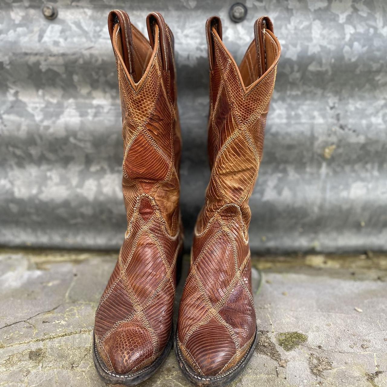 Vintage tony lama cowboy boots with different Depop