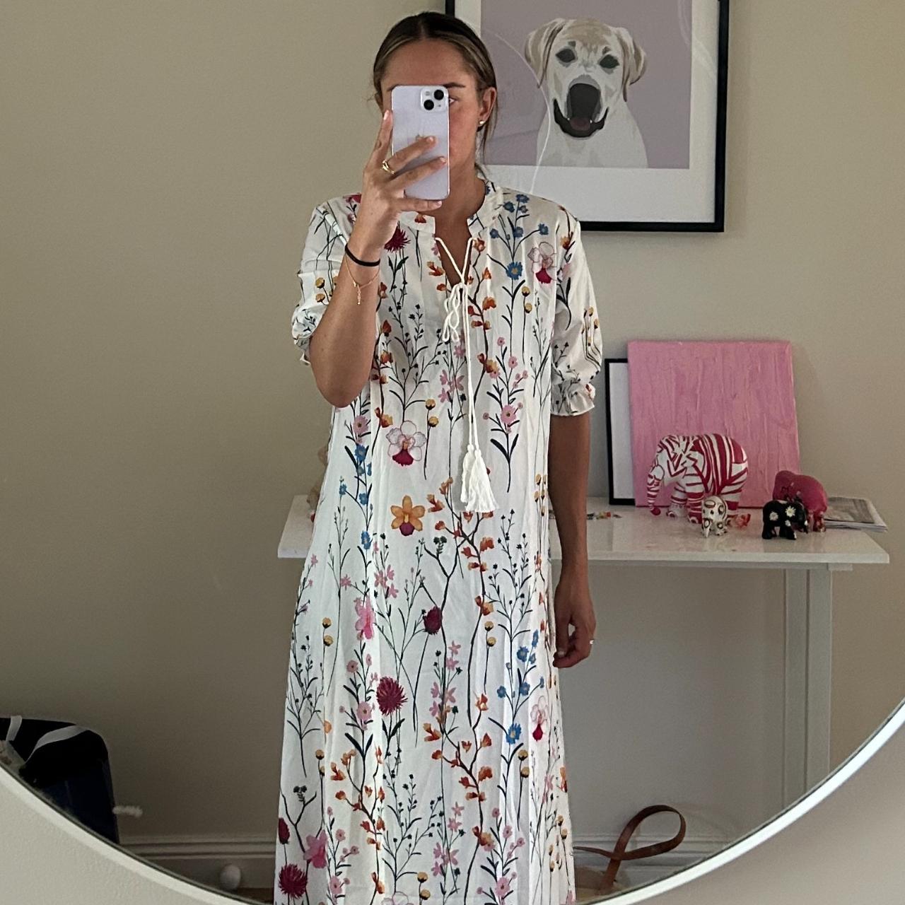 Flower Silk Maxi Sundress. Never Worn Brand New with... - Depop