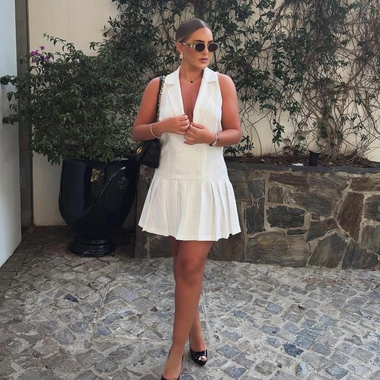 boohoo white and gold dress