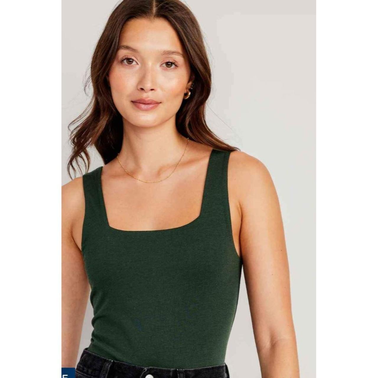 Nwt Old Navy Dark Green Sleeveless Square Neck - Depop