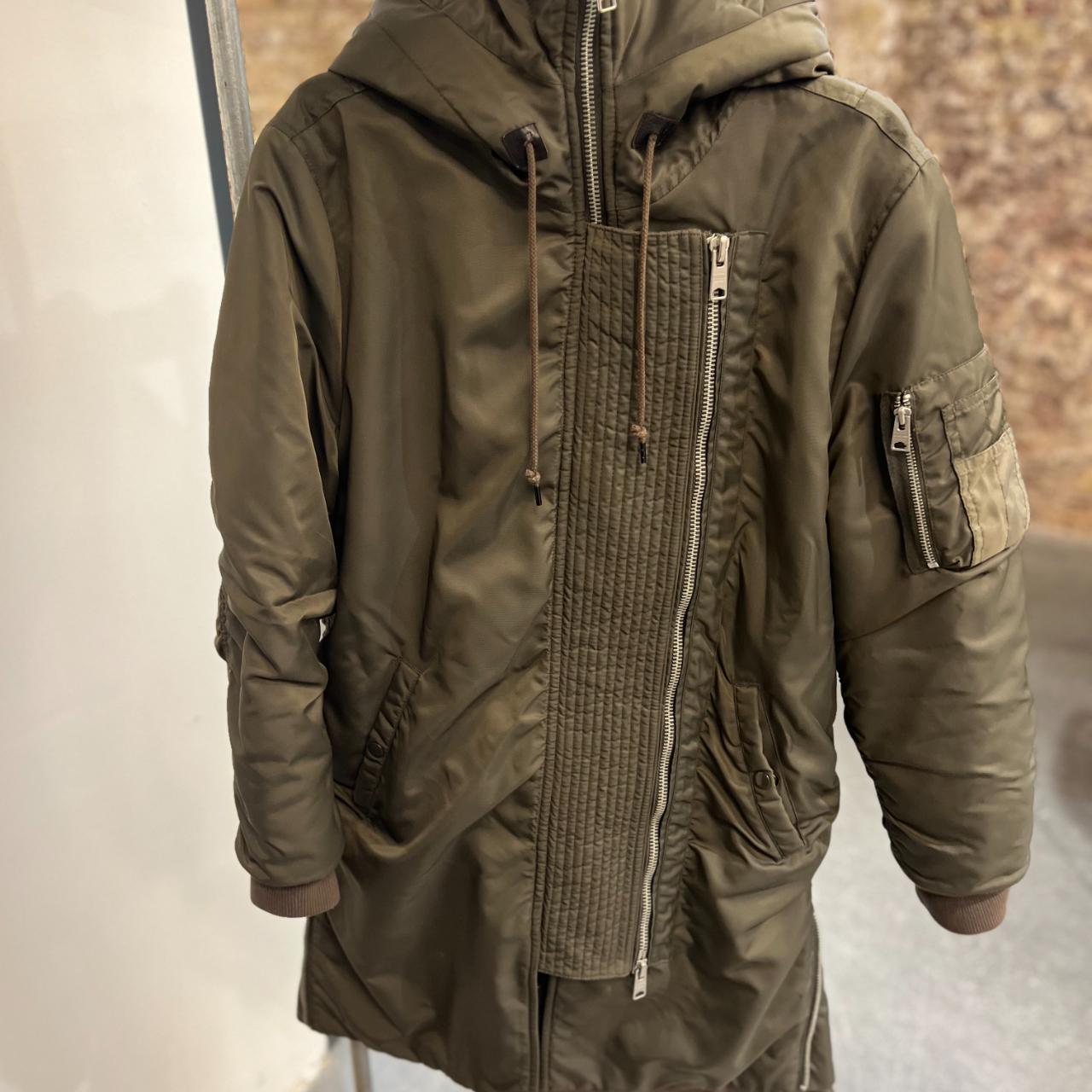 AllSaints long bomber parka with faux fur hoodie