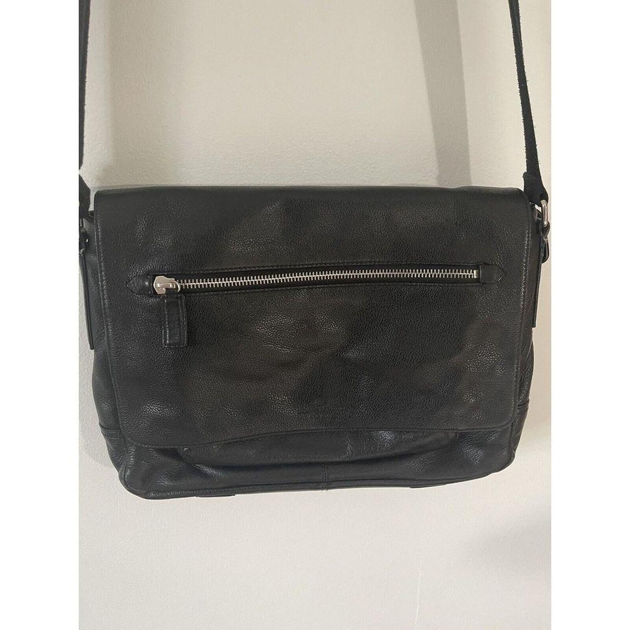 EDDIE BAUER LEATHER MESSENGER LAPTOP BAG BLACK. Depop