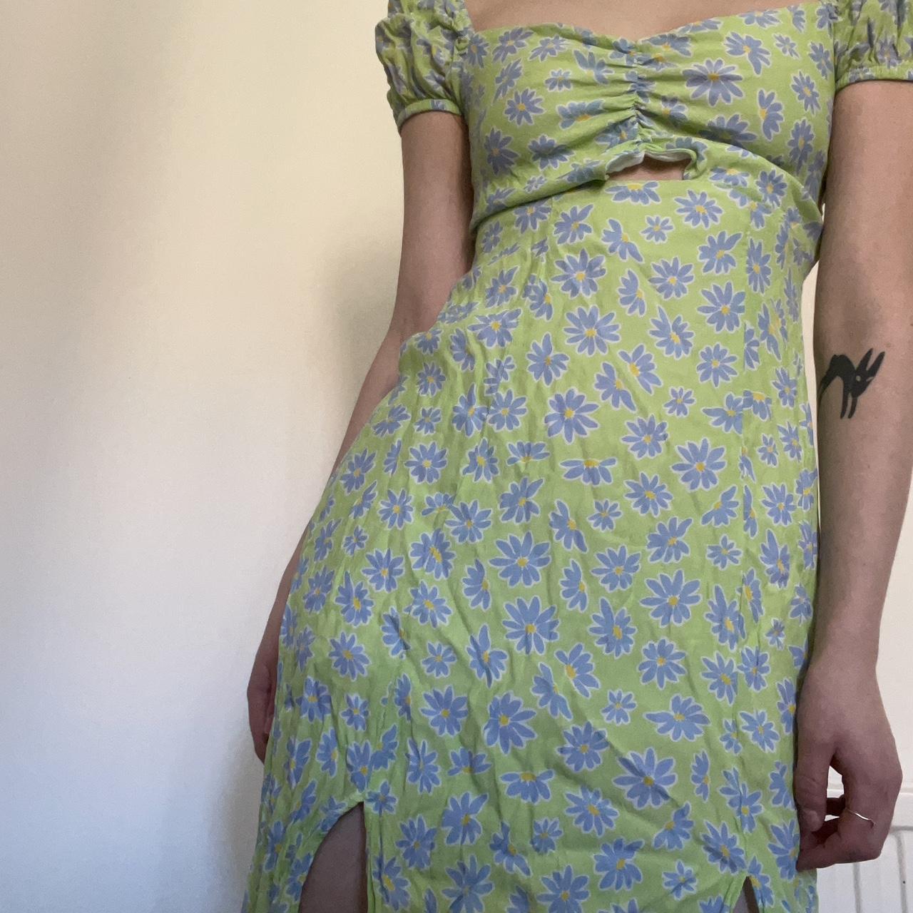 Bershka Women's Green and Purple Dress Depop