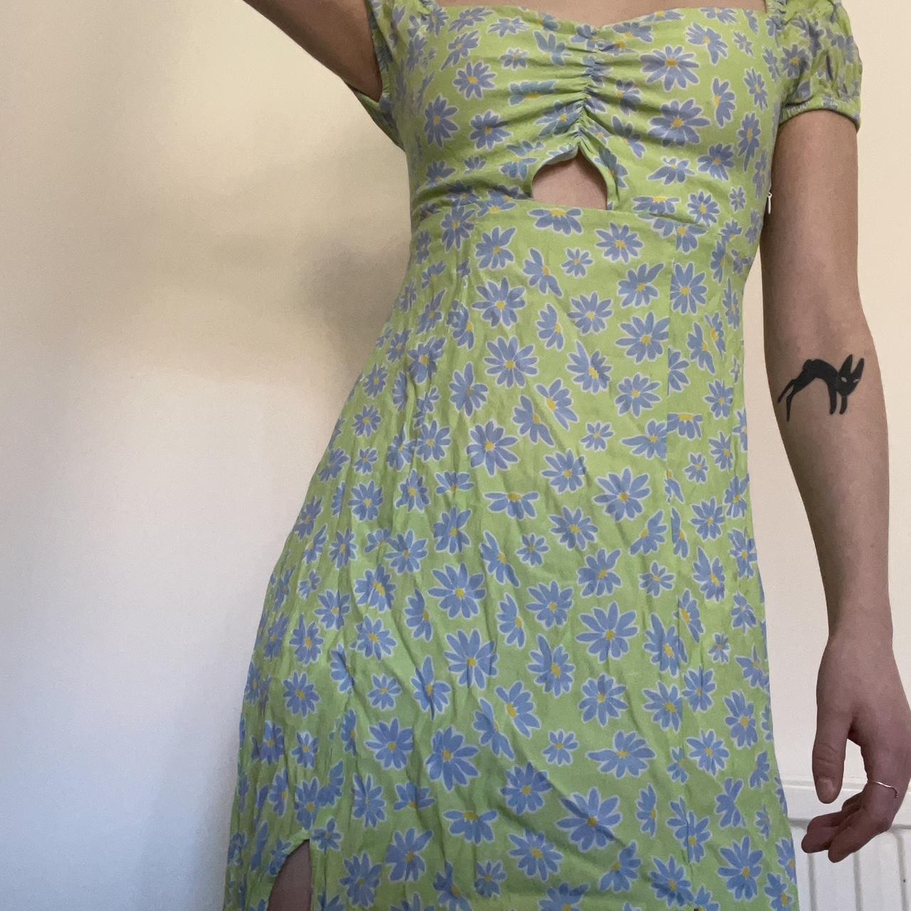 Bershka Women's Green and Purple Dress Depop