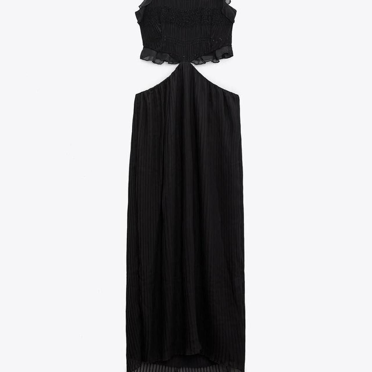 Zara black contrast pleated dress with ruffles